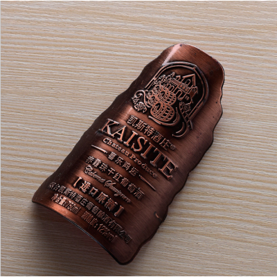 Factory and high end Custom 3d wine metal labels waterproof bottle metal sticker with self adhesives