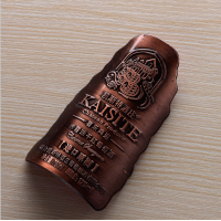 Factory and high end Custom 3d wine metal labels waterproof bottle metal sticker with self adhesives